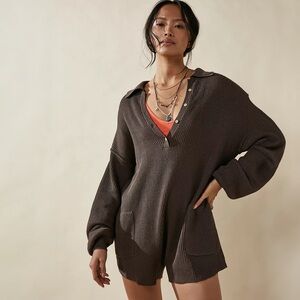 Free People FP Beach Picnic Sweater Romper in Minked - sz Large